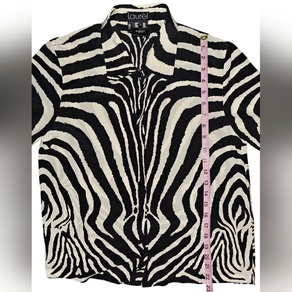 Laurèl by Escada Womens Silk Zebra Animal Print Button Blouse Top Shirt Sz 34/S - Picture 8 of 14
